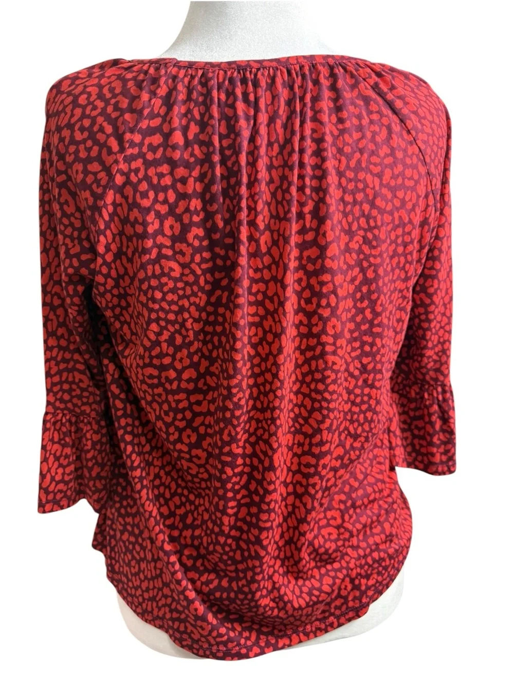 Michael Kors Red Printed Scoop Neck Blouse size medium